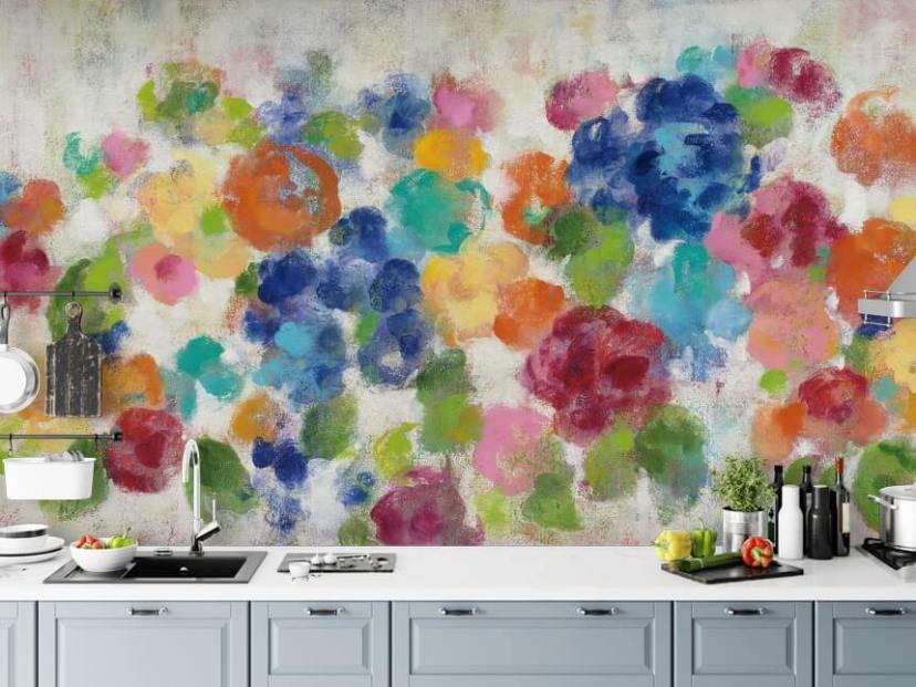 Buntes Blumen-Wandbild