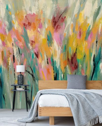 Peinture murale florale abstraite
