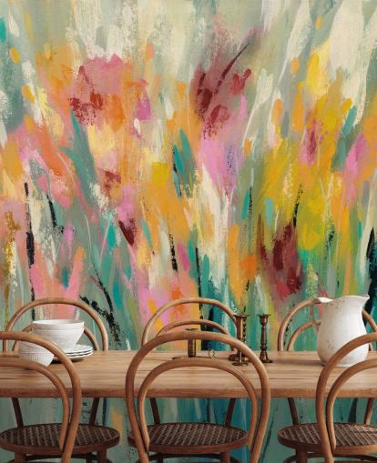 Peinture murale florale abstraite