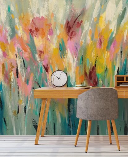 Abstracte bloemenmuurschildering