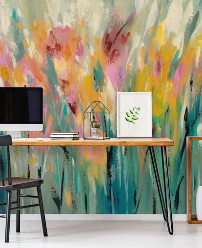 Peinture murale florale abstraite Peinture murale florale abstraite