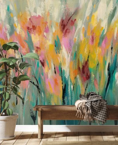 Peinture murale florale abstraite
