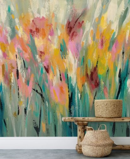 Peinture murale florale abstraite