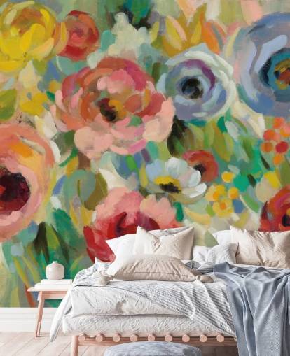 Peinture murale florale colorée Peinture murale florale colorée