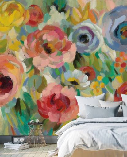 Buntes Blumen-Wandbild