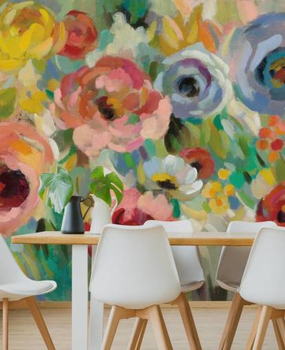 Buntes Blumen-Wandbild