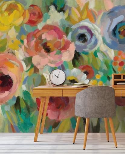 Buntes Blumen-Wandbild