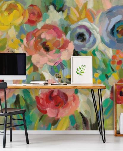 Peinture murale florale colorée Peinture murale florale colorée