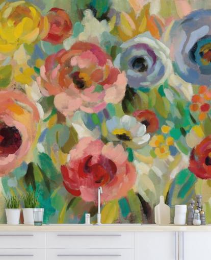 Decorazione murale con fiori colorati Decorazione murale con fiori colorati