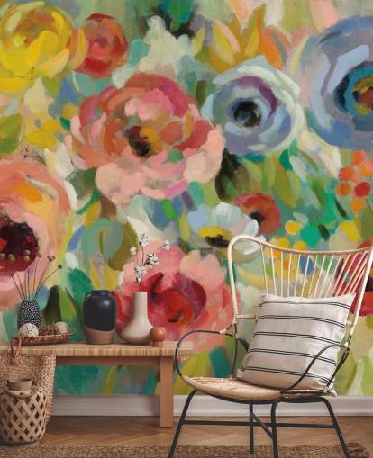 Värikäs kukka seinämaalaus Värikäs kukka seinämaalaus