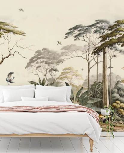 Forest Landscape with Cranes