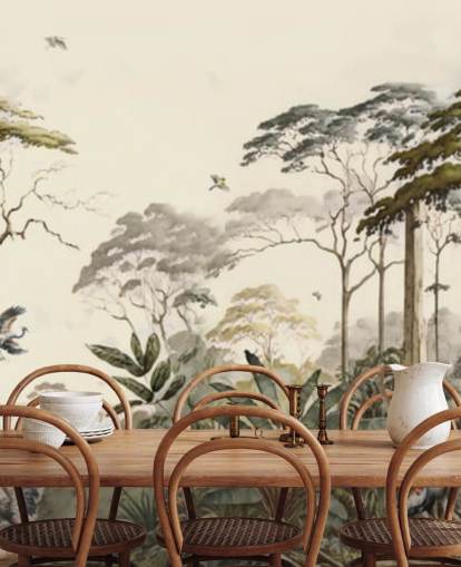 Forest Landscape with Cranes