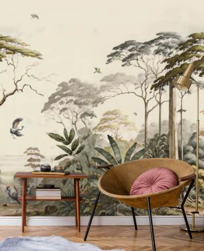 Forest Landscape with Cranes