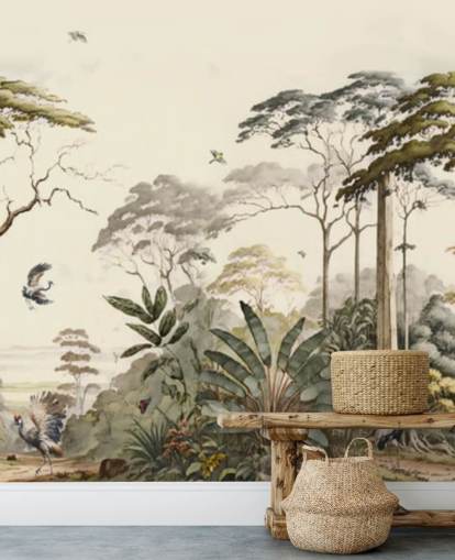 Forest Landscape with Cranes