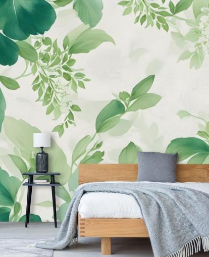 behangmuurschildering met groen blad behangmuurschildering met groen blad