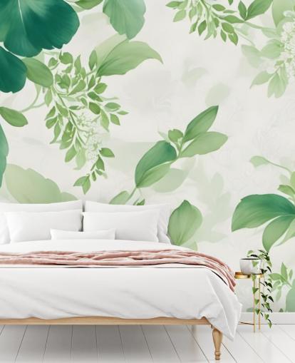 mural de papel de parede de folha verde