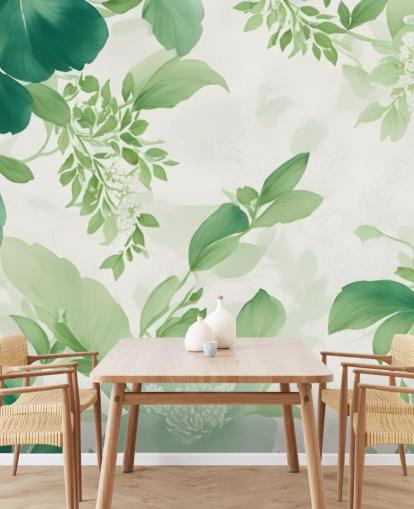 green leaf wallpaper mural