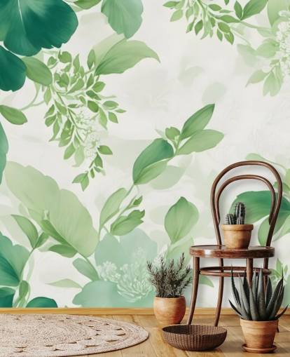 papier peint mural à feuilles vertes