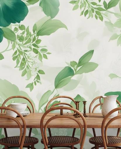 green leaf wallpaper mural