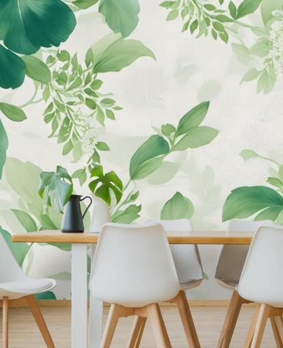 green leaf wallpaper mural