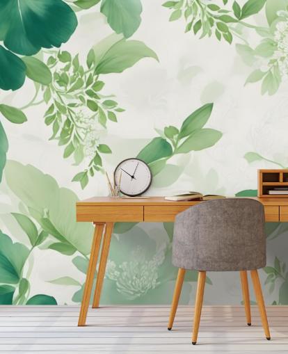 green leaf wallpaper mural