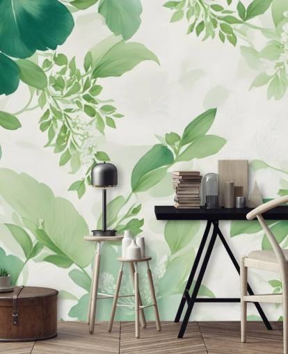 behangmuurschildering met groen blad behangmuurschildering met groen blad