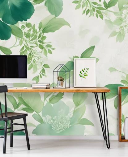 papier peint mural à feuilles vertes