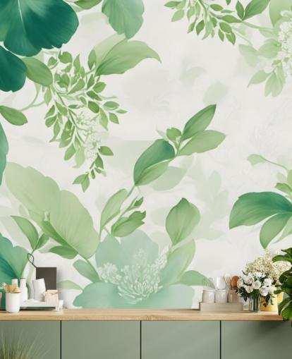 mural de papel de parede de folha verde mural de papel de parede de folha verde