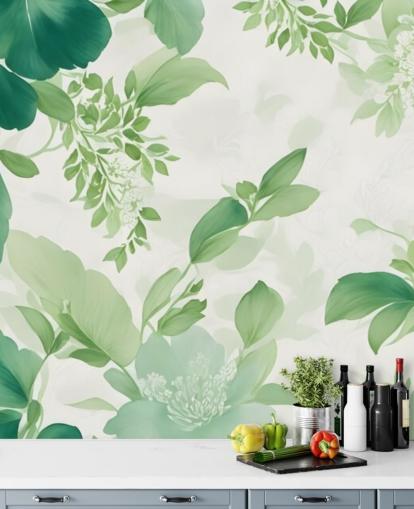 green leaf wallpaper mural