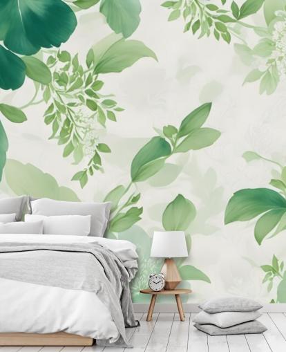 green leaf wallpaper mural