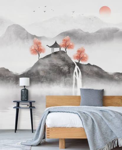 mural de pared con pintura china del barco pesquero de Guochao