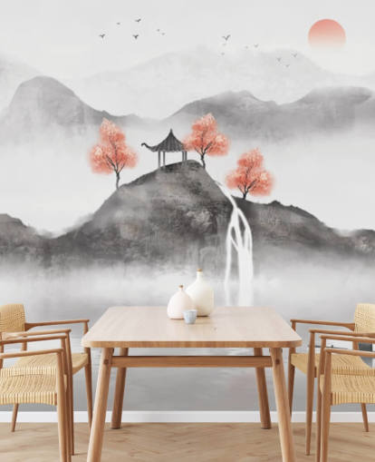 mural de pared con pintura china del barco pesquero de Guochao