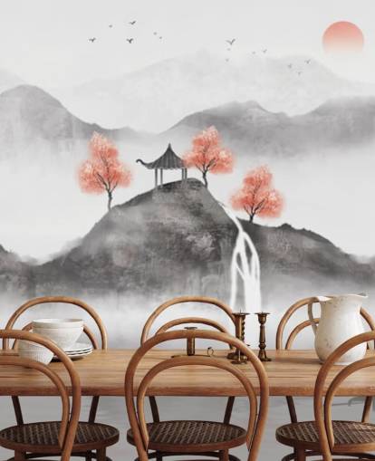 Chinesisches Gemälde eines Guochao-Fischerbootes, Wandbild