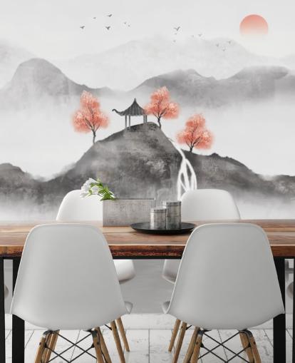 Fotobehang Chinees schilderij van Guochao vissersboot