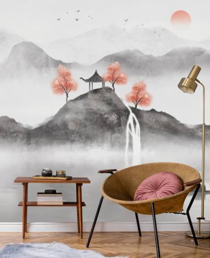 mural de pared con pintura china del barco pesquero de Guochao