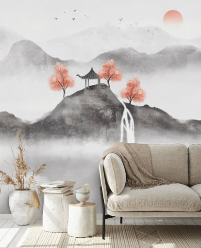 chinese painting of Guochao fishing boat wall mural chinese painting of Guochao fishing boat wall mural