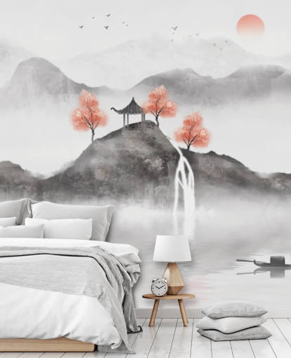 kinesisk maleri af Guochao fiskerbåd vægmaleri