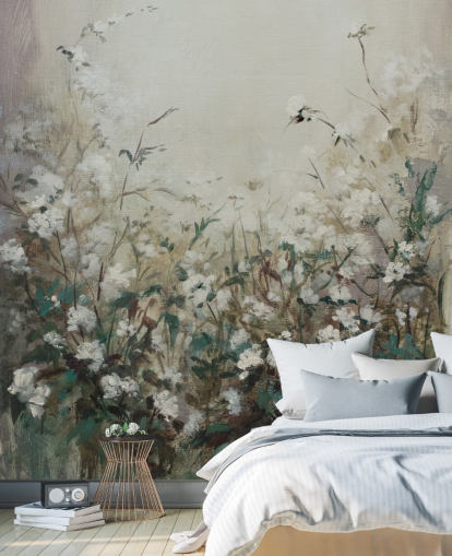 abstract autumn meadow mural