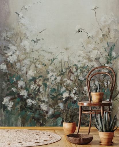 abstract autumn meadow mural