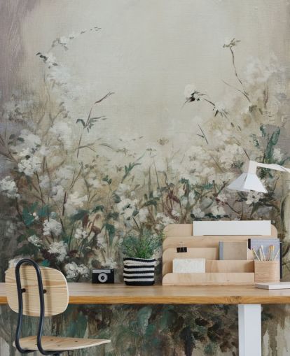 abstract autumn meadow mural