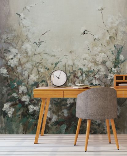 abstract autumn meadow mural