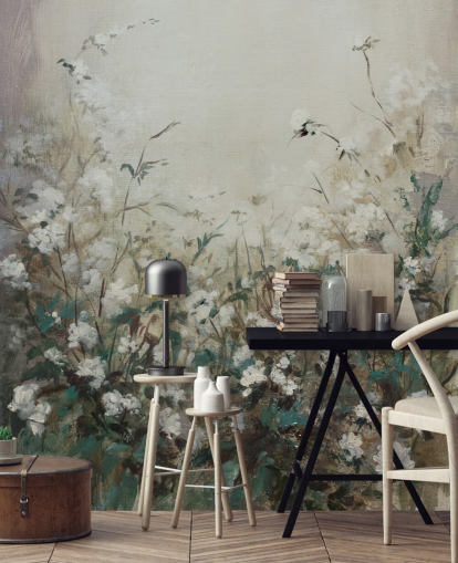 abstract autumn meadow mural