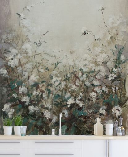 abstract autumn meadow mural