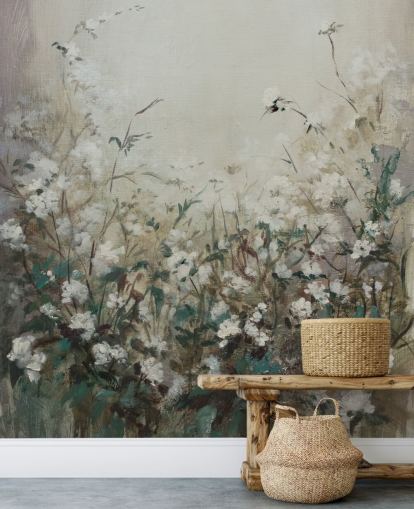 abstract autumn meadow mural