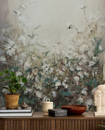 abstract autumn meadow mural