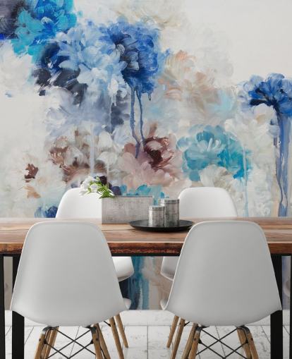 abstraktes blaues Blumenwandbild