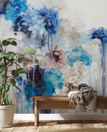 abstrakt blå blomstermaleri abstrakt blå blomstermaleri