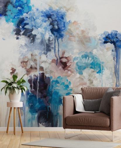 abstrakt blå blomstermaleri abstrakt blå blomstermaleri