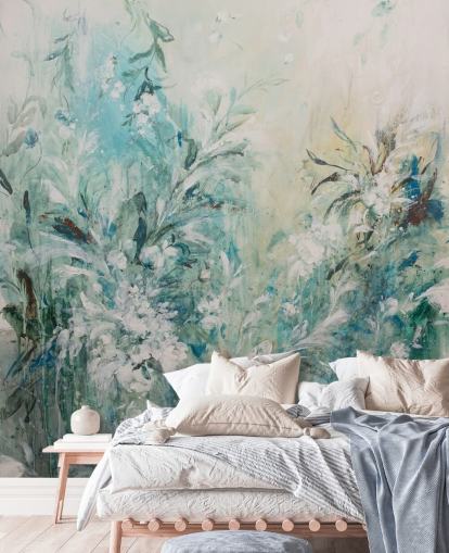 abstrakte blaue Wiese Wandbild