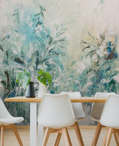 abstrakte blaue Wiese Wandbild